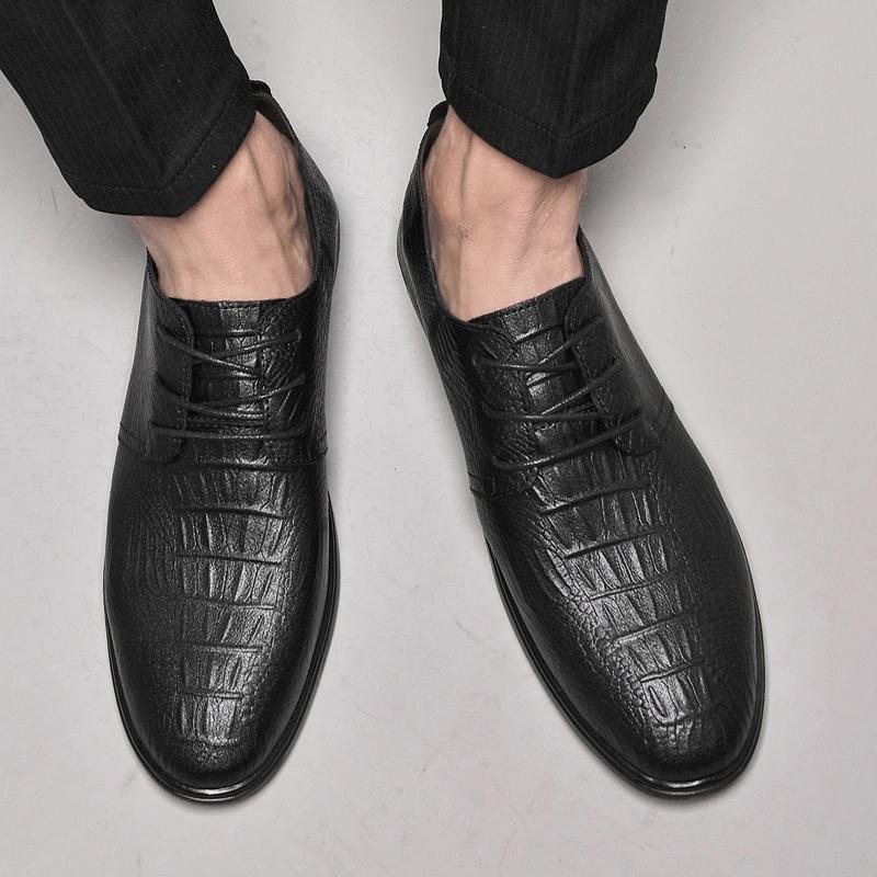 Fashion Lace-Up Oxfords Business Shoe Classic Flats Men Shoes for Wedding Genuine Leather Men Casual Shoes All-match Male Dress Footwear