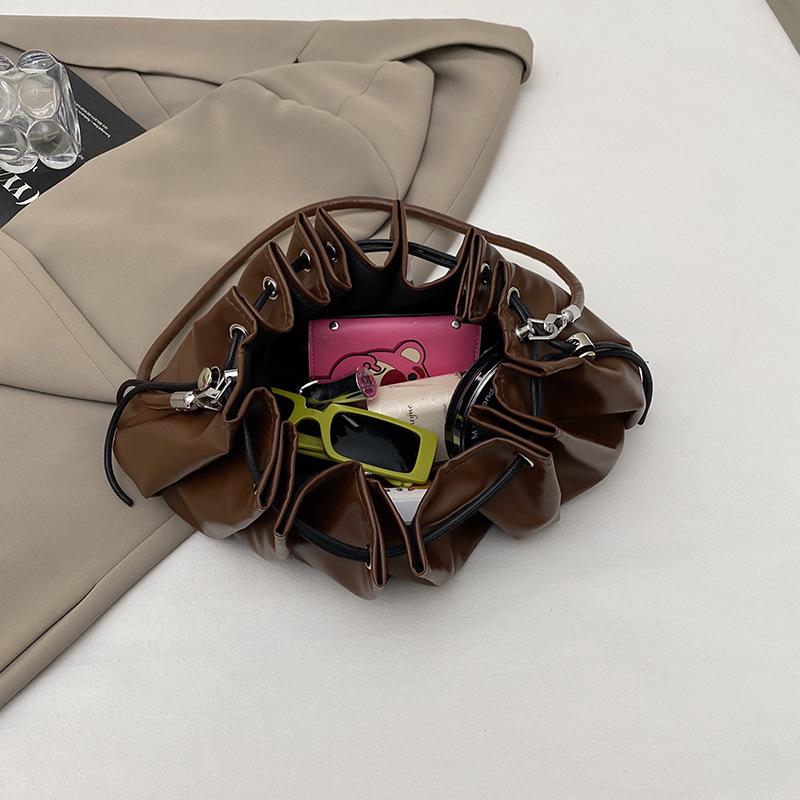 Plissierte Wolke Damen Umhängetasche Knödelform - Trendig, Vielseitig, Großes Fassungsvermögen, Schultertasche mit Kordelzug