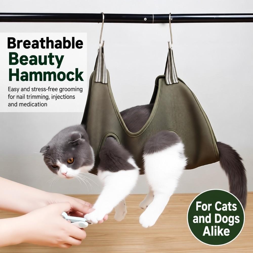 Nylon Cat Grooming Sling Breathable Mesh Restraint Bag  for Nail Trimming Bathing