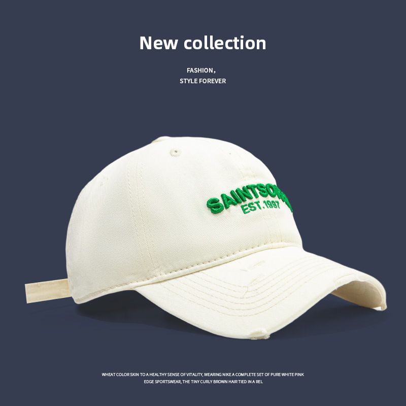 

Бейсболка K-стиль Шляпа для большой головы Женская Весенняя Все-сочетаемая Солнцезащитная Маленькая, подчеркивающая лицо Выстиранная Потертая Вышитая Бейсболка Washed Old 1997-Beige Adjustable