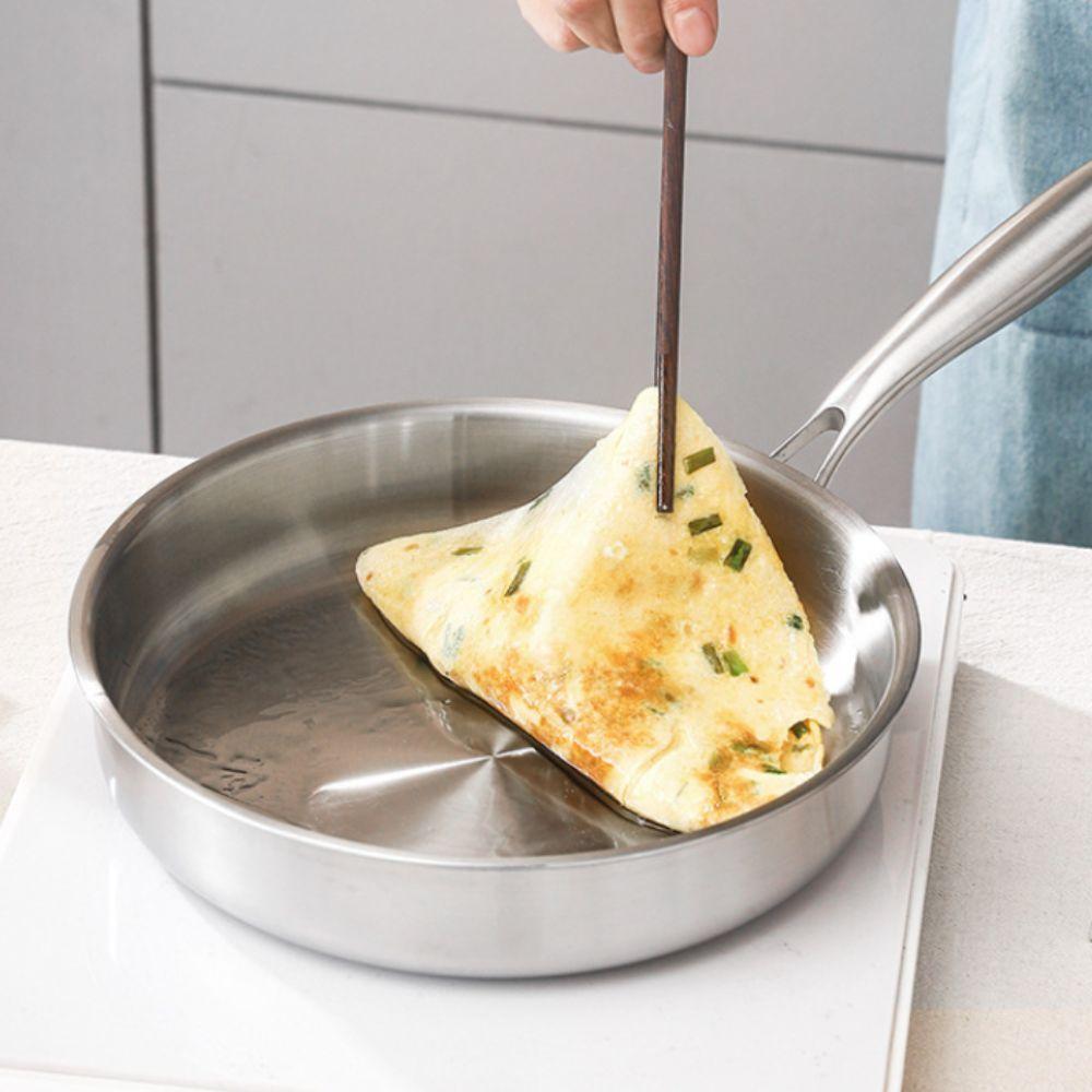 Flat Bottom Frying Wok Nonstick Fried Steak Pot Kitchen Cookware Stainless Steel Frying Pan  Home