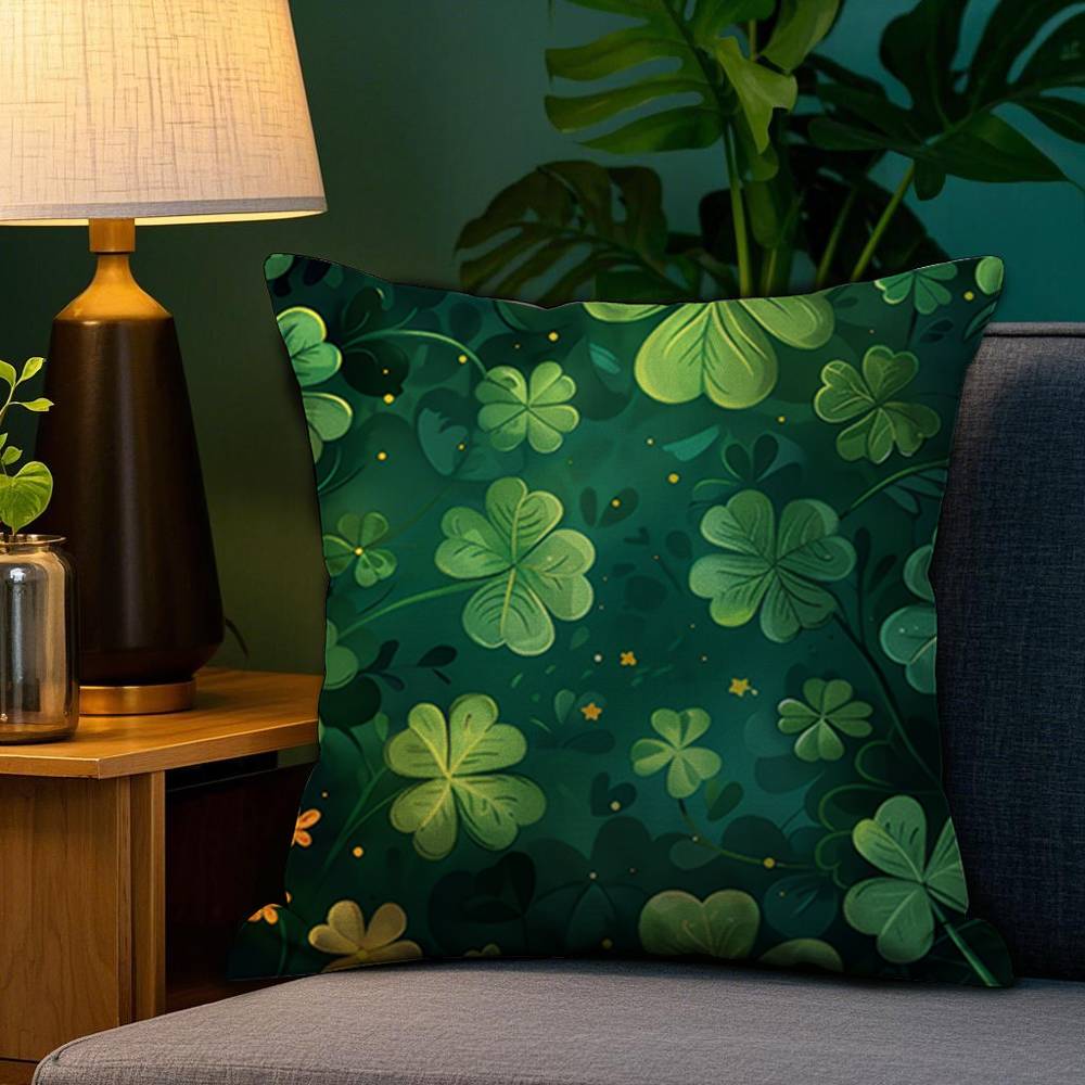 Lucky Four Leaf Clover Pillow Case Plush Fabric Soft Double Sided Print Home Sofa High Quality Cushion Cover Throw
