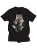 British Shorthair Cat Ripped Pocket Animal Print Unisexs Tshirt Casual Crew Neck Short Sleeve Street Style Top