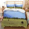 Horse And Green Grass Duvet Cover Set For Kids Boys Girls Teens Lightweight Quilt Covers Spring Themed Bedding Set Bedroom Decor