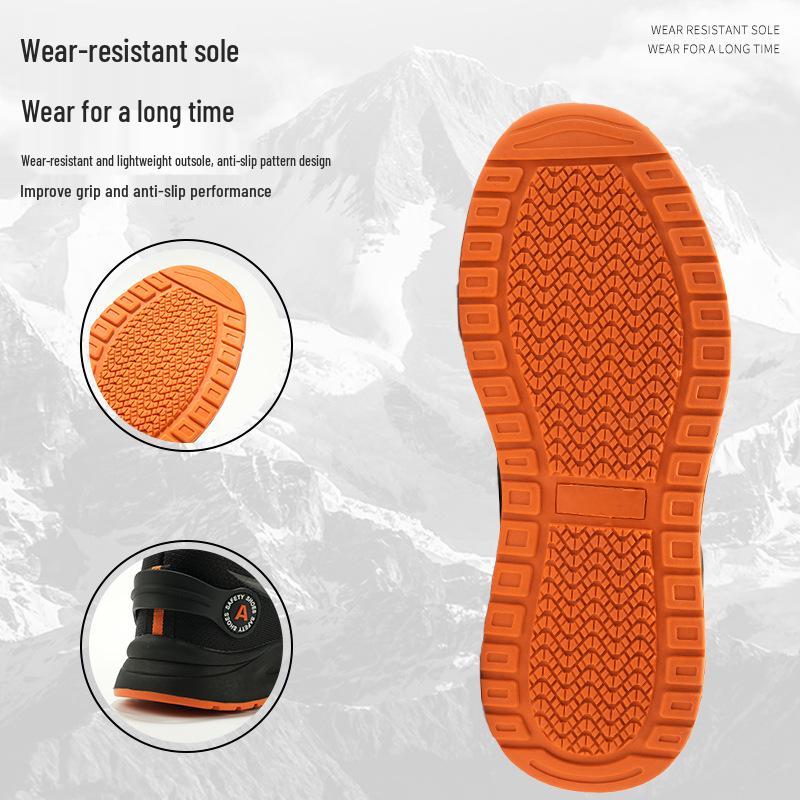 Men's Safety Shoes - Anti-Smash, Anti-Puncture, Durable Kevlar Midsole, Fly-Knit Mesh with Plastic Toe