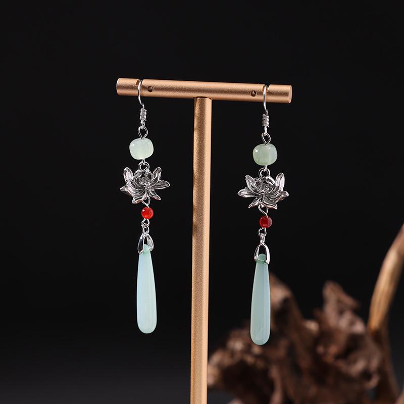 Boucles d'oreilles gland perle en forme d'éventail:  Pendentif Boucle de Paix Style Chinois Rétro pour Costumes Hanfu