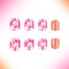 24pcs Short Square Acrylic Press On Nail With Flower Pattern For Women Full Coverage Glossy Finish False Nail