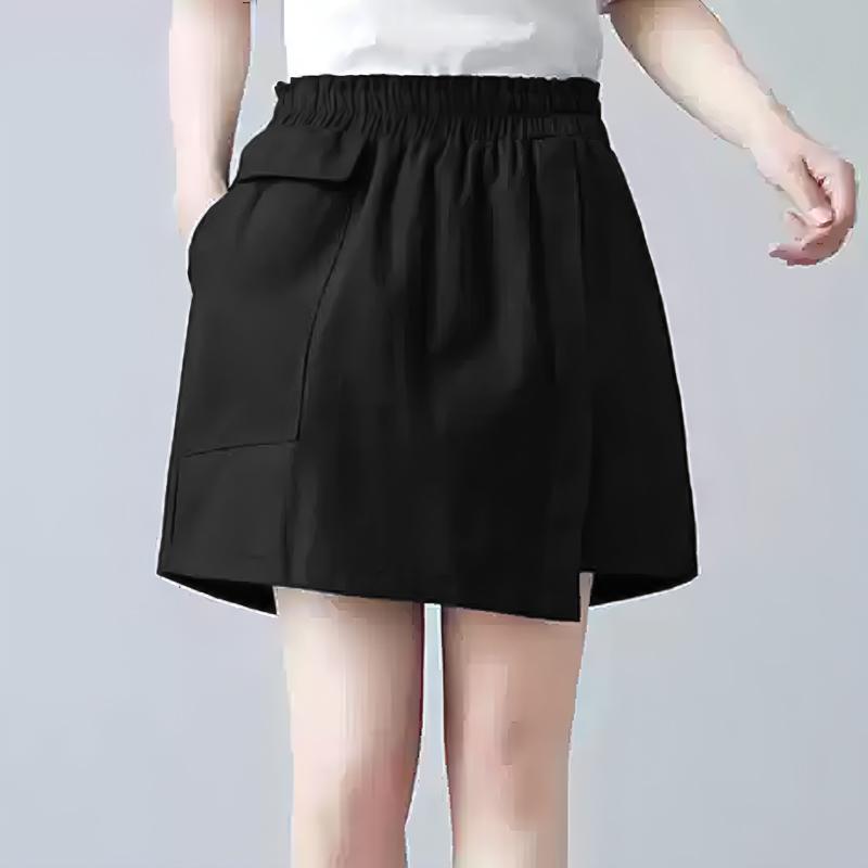 ZANZEA Γυναικεία Casual Ελαστική Μέση Χαλαρά Καλοκαιρινά Κοντά Παντελόνια