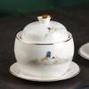 Luxury Gold Rim Landscape Ceramic Tableware Set: Bowls & Plates for Club Private Rooms and Restaurants
