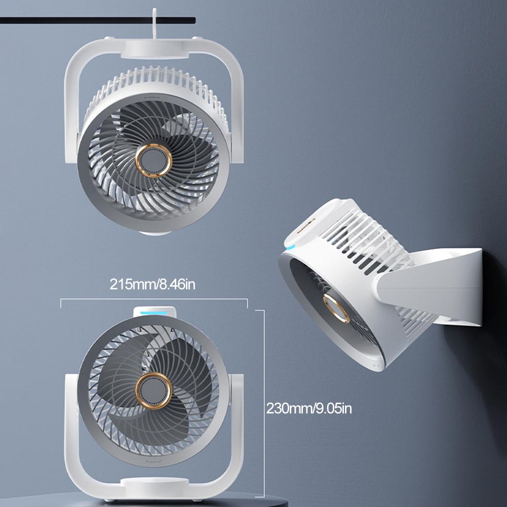 USB Charging Foldable Table Fan Low Noise with LED Light Electric Fan Circulator Air Circulator Fan for Camping Home Room Office