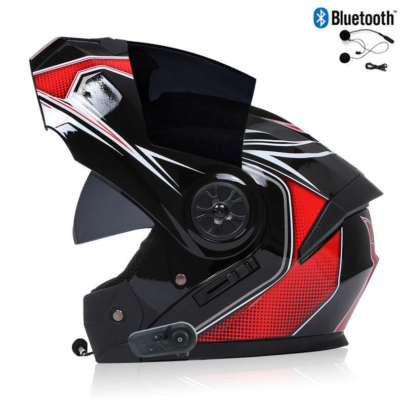 Bluetooth Men's Motorcycle Helmets Full Face Casco for Motorcycles Man Motocross Kask Flip up Casque De Moto  DOT Certified BLD