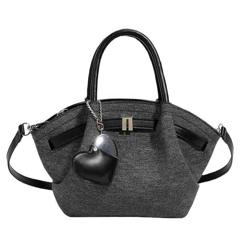 Womens Denim Bucket Bag With Zipper Top And Inner Storage For Office And Day Trips