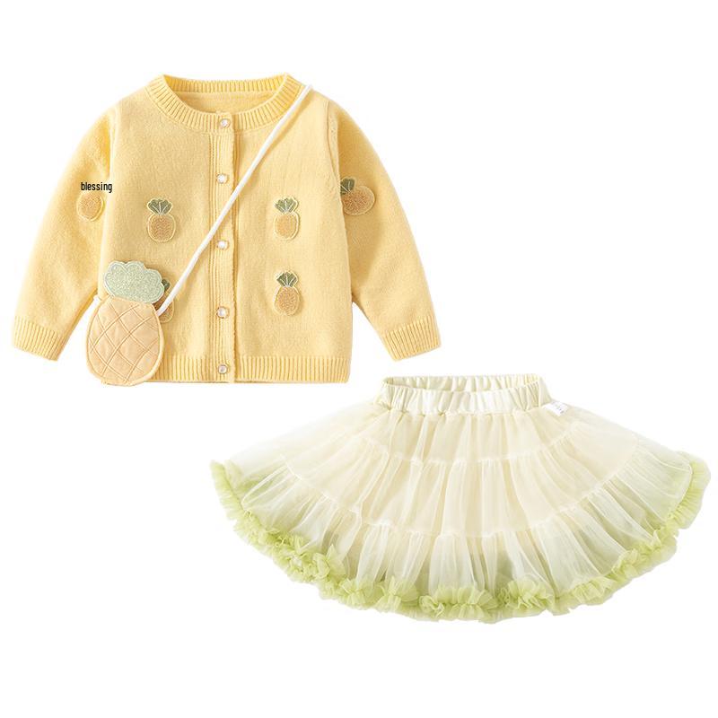 Banxidi Girl's Autumn Cardigan Princess Dress Set