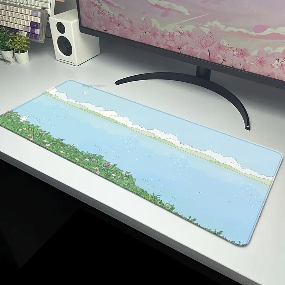 Large Cute Plant Mouse Pad Office Table Carpet Green Mousepad Desk Mat Rubber Big Mause Mat Non-Slip Keyboard Mat XL 100x50cm