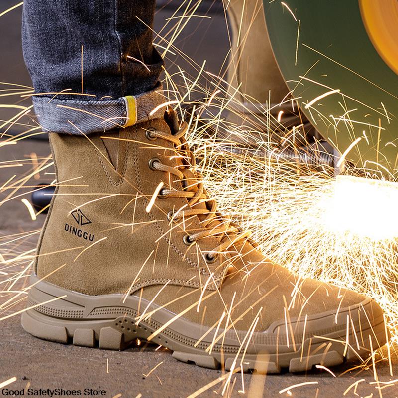 Cow Suede Work Boots Men Safety Shoes Anti-Smash Anti-Scalding Welder Shoes Steel Toe Safety Boots Men Autumn Winter Work Shoes
