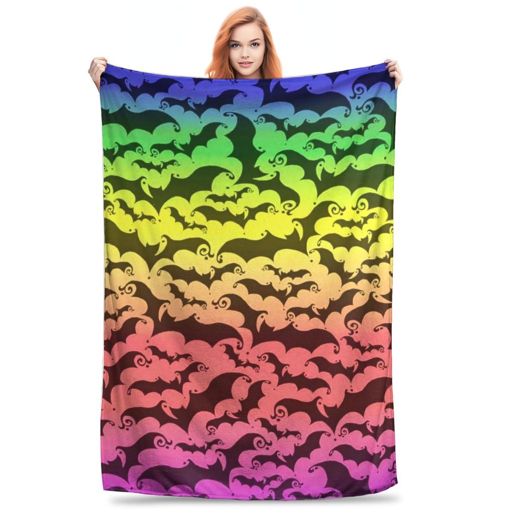 Flannel Throw Blanket Halloween Bat Stars Cartoon Warm Plush Blankets Soft Bedding for Bed Living room Home Travel Sofa