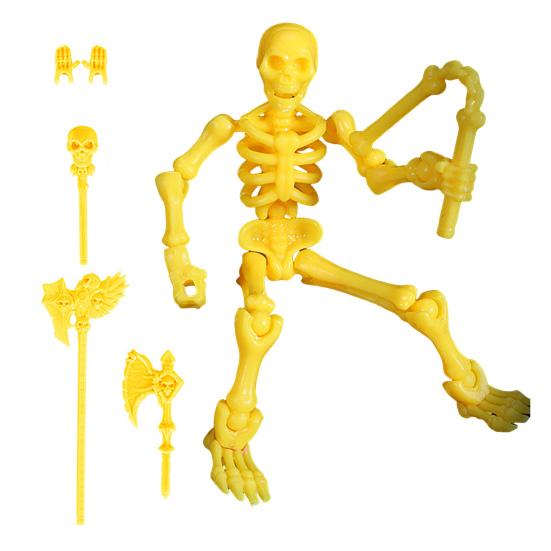 Movable Articulated Human Skeleton Assembly Skeleton Action Figure Collectible Skeleton Figure Wearing Multiple Weapon Sets for Collectors Desktop