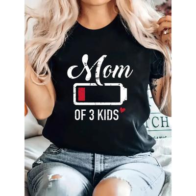 Camiseta de verano de manga corta para mujer con estampado de tira de batería MoM, moderna, regalo para madre