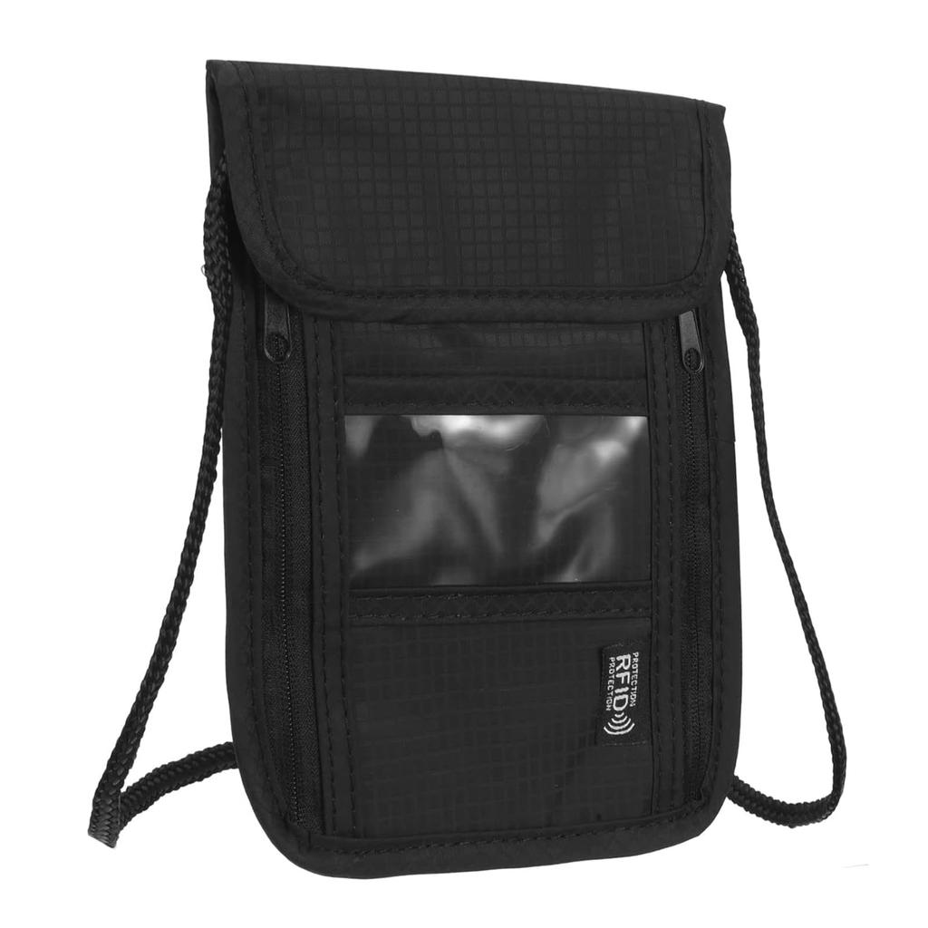 Namoobao Passport Security Passport Black Case, Neck-Mounted, Anti-Skimming Pouch, Cover, Compact, Lightweight, Nylon,