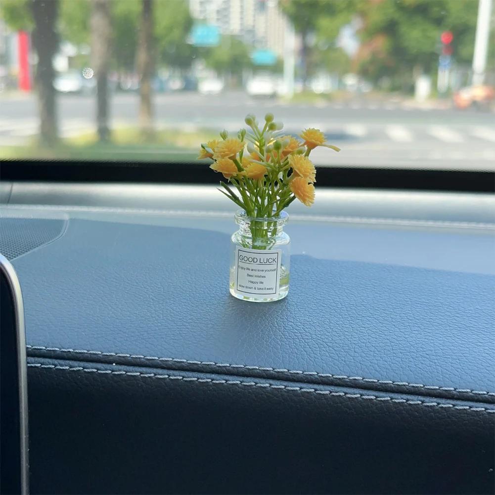 Mini Sakura Lavender Jasmine Car Ornaments Center Console Ornaments Vibrant Flowers Vase Glass Vase Micro Landscape For Gifts