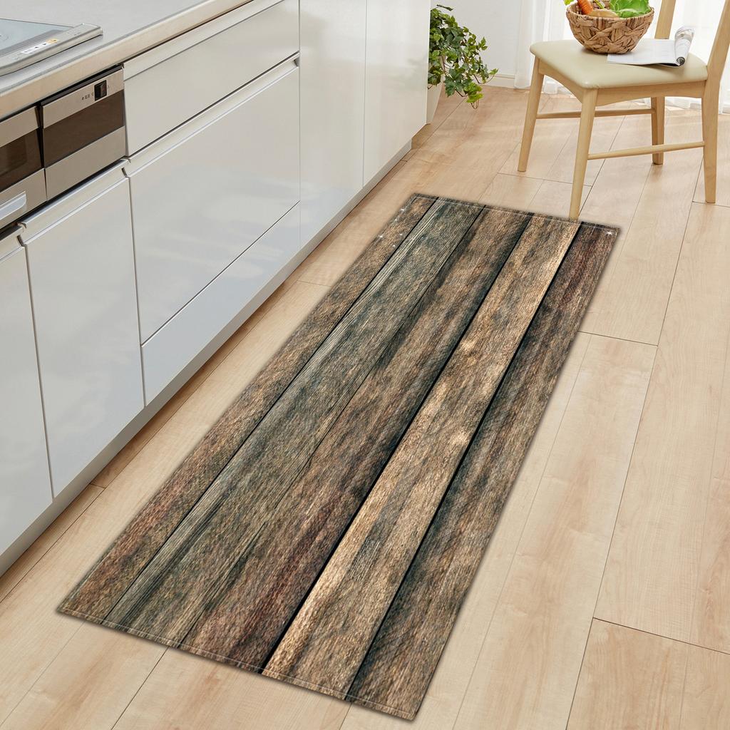 Wood Grain Household Door Mat Kitchen Absorbent Strip Bathroom Non-Slip Floor Mat Living Room Bedroom Carpet