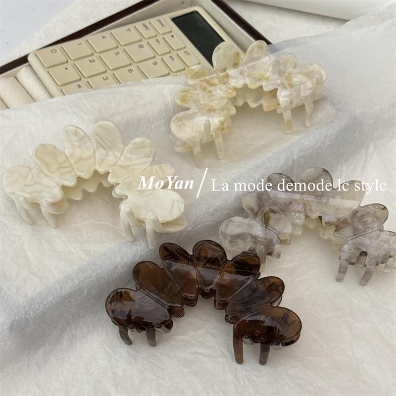 Elegant Large Petal Acetate Hair Clip for Women - New 2024 Semi-Arc Shark Clip Hair Accessory