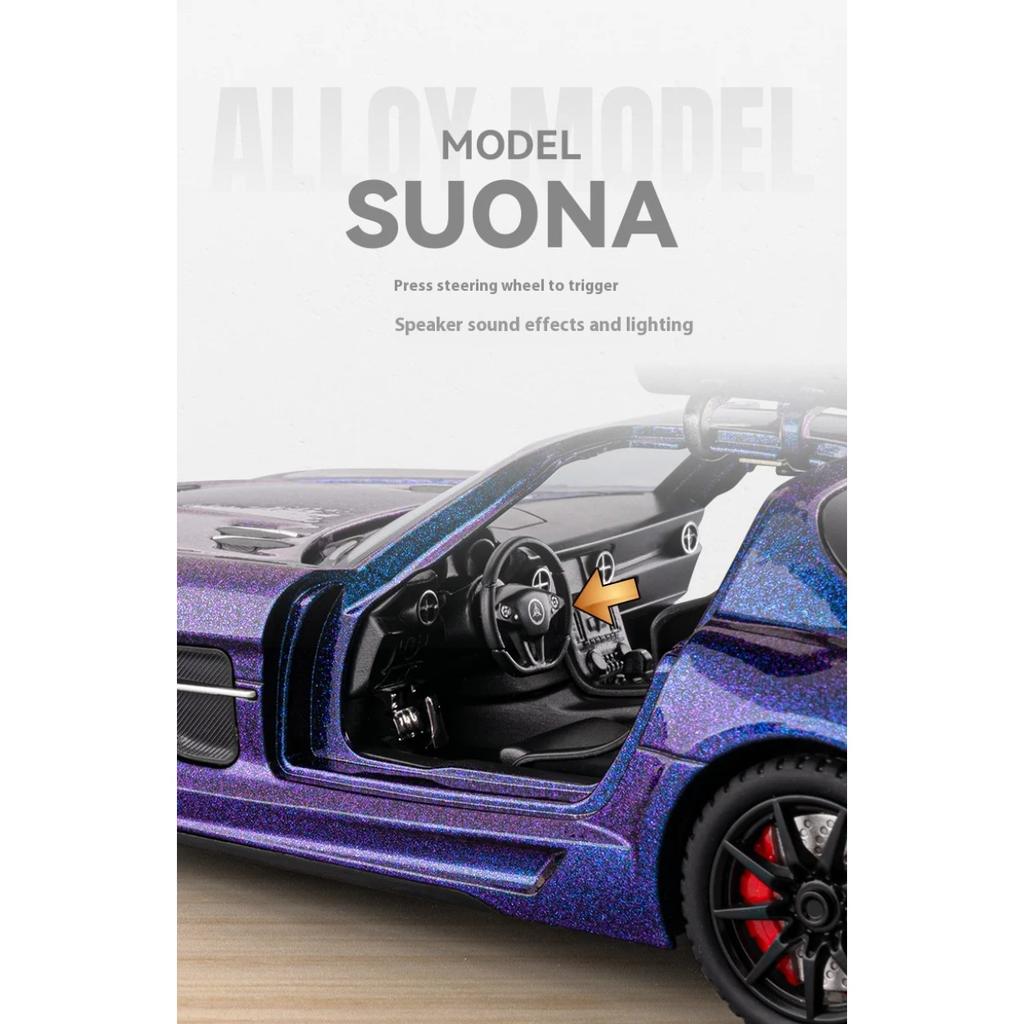 1/24 Alloy BENZ SLS Model Toys, Cool Sound and Light, Exquisite Desktop Ornaments, The Best Collection for Car Model Enthusiasts
