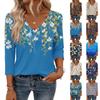 3/4 Length Sleeve Womens Tops V Neck Shirt  Casual Blouse Basic Tshirts