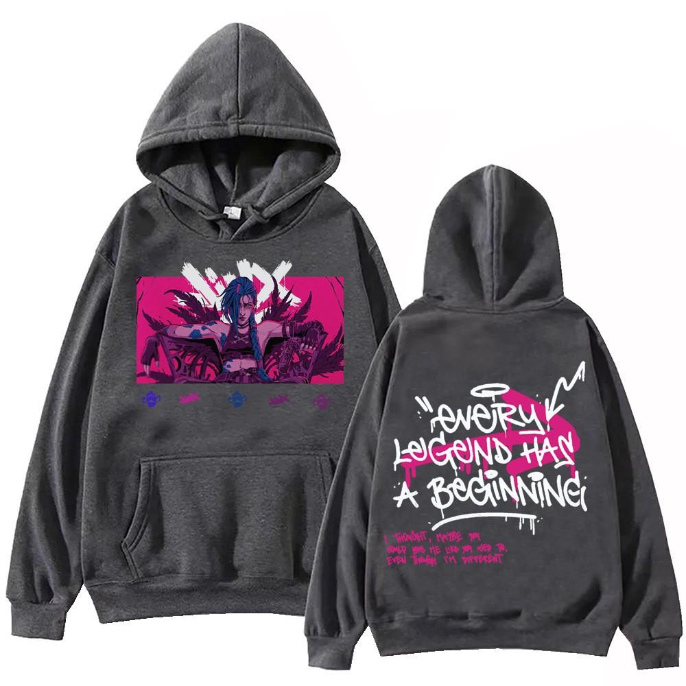 Hot Anime Arcane-Jinx Hoodie Harajuku Pullover Tops Man