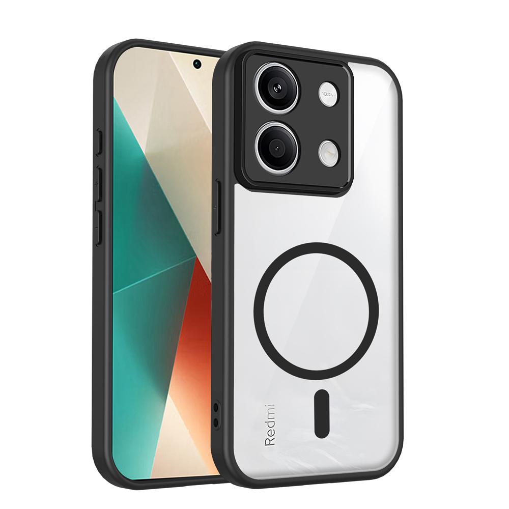 KEYSION Transparent Magnetic Phone Case for Xiaomi POCO M6 Pro 4G Soft Silicone+PC HD Clear Shockproof Back Cover for POCO X6 5G