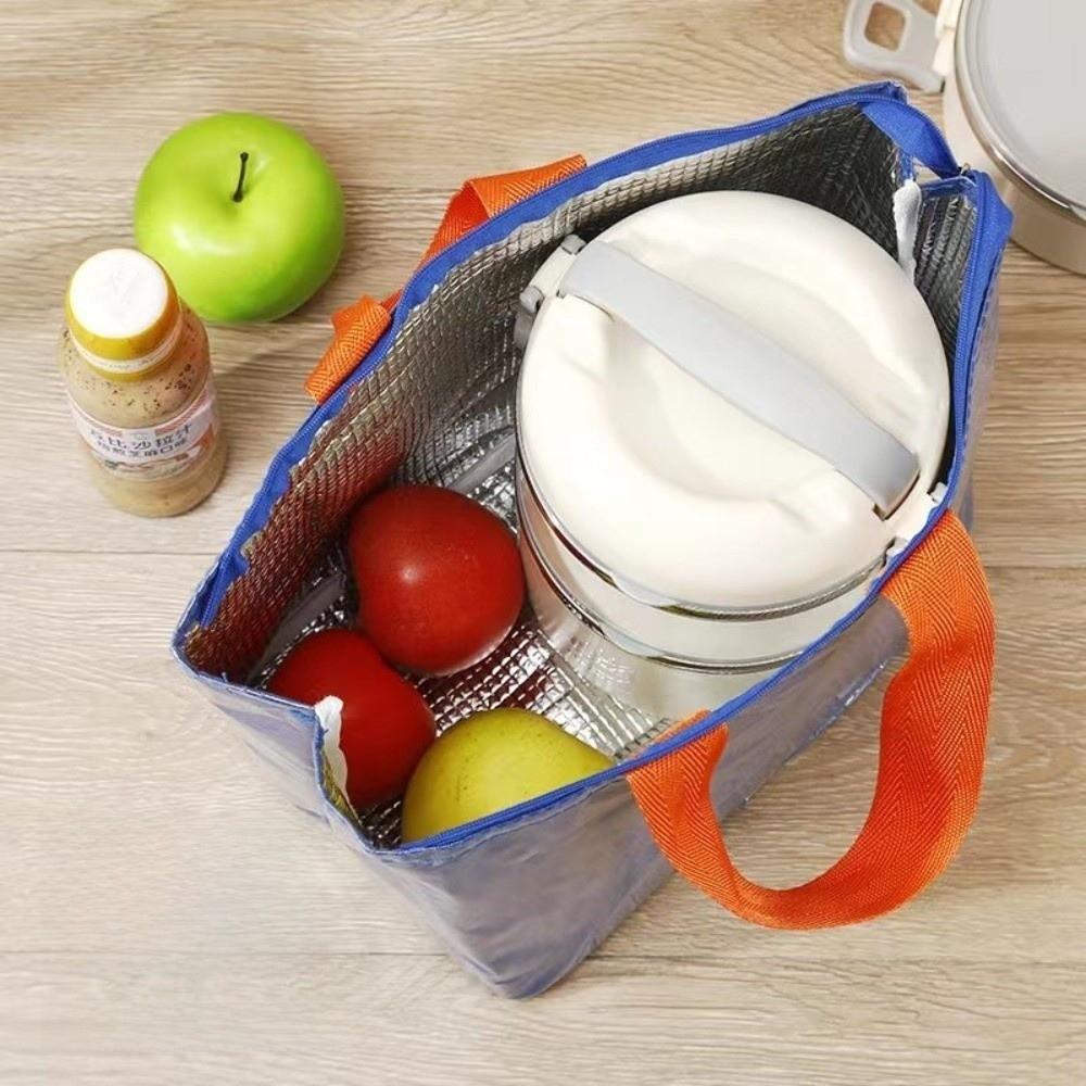Solid Color Insulated Lunch Bag Large Capacity Thermal Picnic Bag Lunch Handbag Picnic