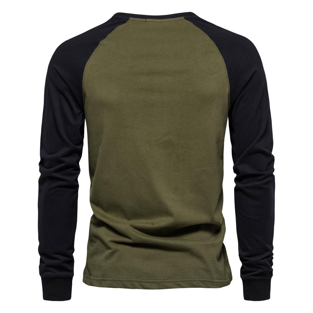 Raglan Sleeve Men's Bottoming Shirt Long Sleeve Splicing T-shirt Men's Casual Men's Cotton T-shirt