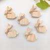 12pcs/6pcs  Easter Rabbit Ornaments Home Crafts Rabbit Decorative Ornaments Cute Wooden 3D Rabbit with Bow and Tail