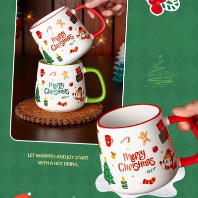 1PC Cute Christmas Gift Mug Cartoon High Value Ceramic Cup Holiday Souvenir Holiday Home Furnishings Gift Accessories