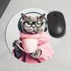 Random Placement Printed Cat Round Portable Mouse Pad Computer Office Desk Mat Durable Non-Slip Thickened Cartoon Table Mat