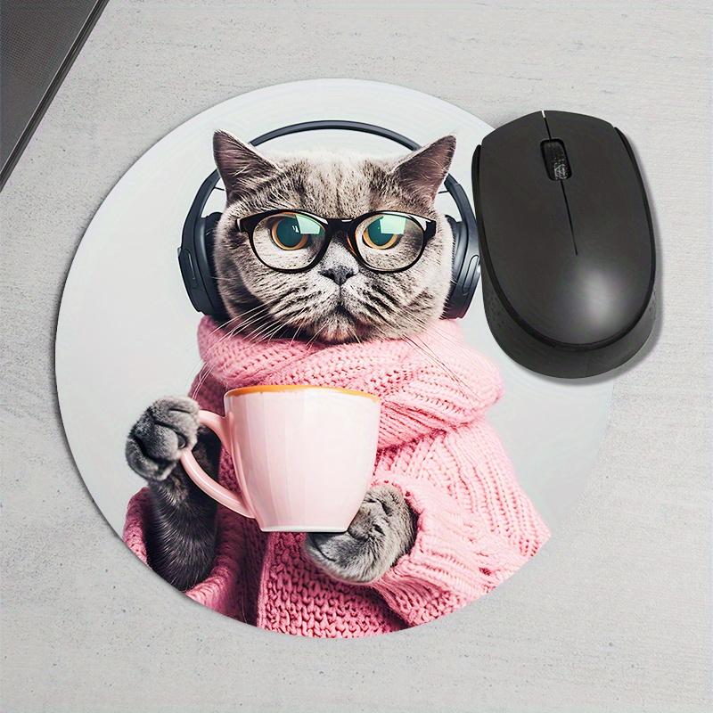 Random Placement Printed Cat Round Portable Mouse Pad Computer Office Desk Mat Durable Non-Slip Thickened Cartoon Table Mat