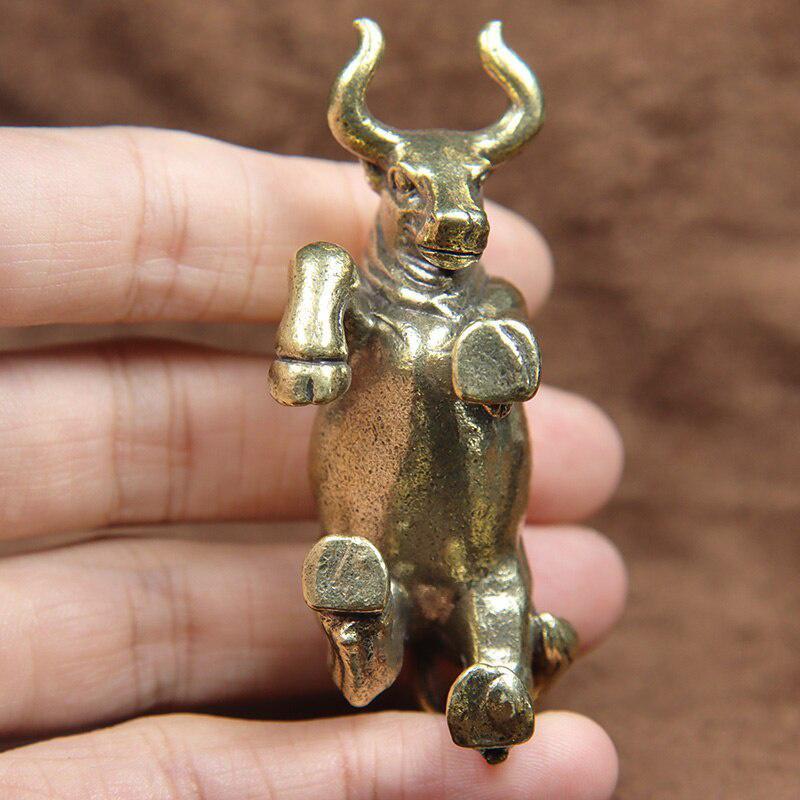 1/2Pcs Copper Wall Street Bull Heavy Animal Statue Brass Miniatures Figurine Home Decor Ornaments Desk Decoration Crafts Gift