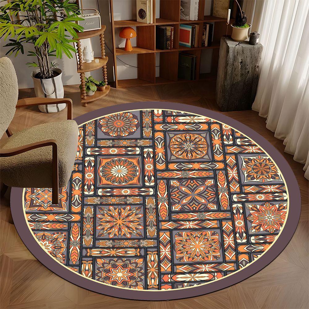Modern Mandala Style Round Rug Lounge Room Yoga Mat Living Room Sofa Rug Home Decor Bedroom Bedside Soft Rug Reading Chair Mat