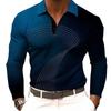 Men's Abstract Geometic Polo Long Sleeve Polo Shirts Lapel Business Casual Athleisure Daily Wear 3D Print Buttons Spring Fall