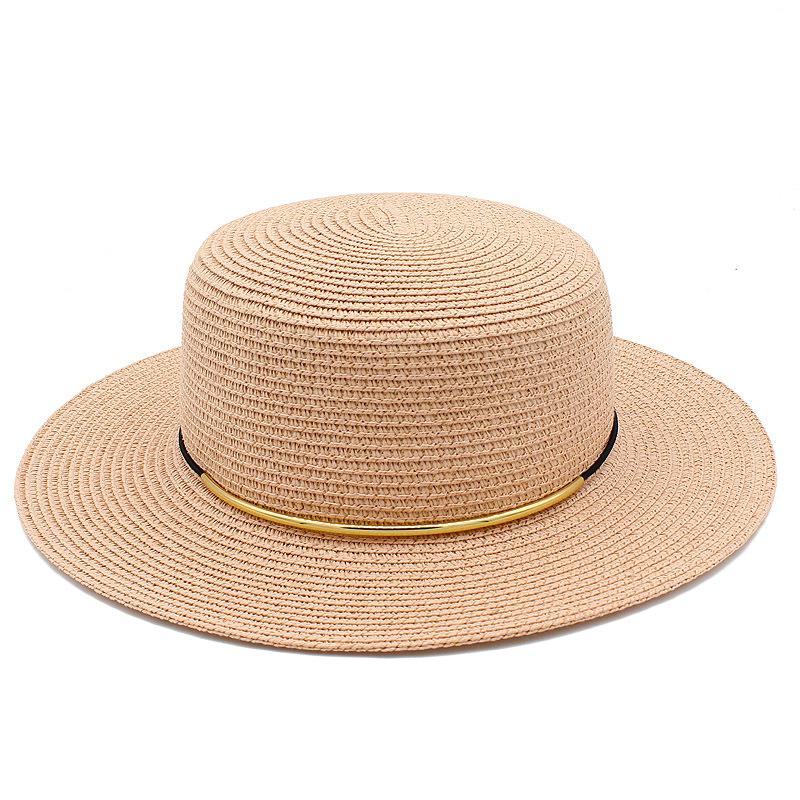 High quality Panama straw hat women's flat top visor spring and summer outing beach hat straw gentleman's hat