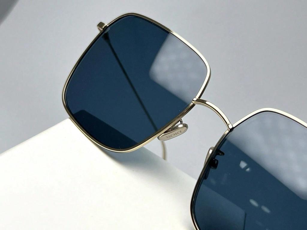 Dior Stellaire SU-B0B0 Gold Square Sunglasses with Blue Lenses