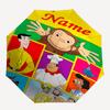 Custom Name Curious George Theme Automatic Umbrella, Lightweight & Portable, 8 Rib, Perfect for Outdoor Travel, Birthdays, Christmas, Gifts.