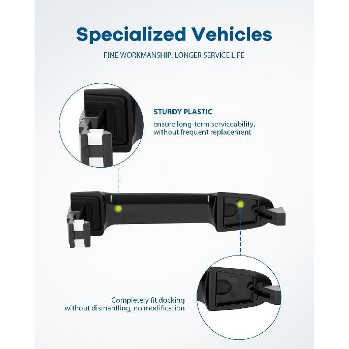 LUJUNTEC Door Handle Compatible for Hyundai Sonata 2005 2006 2007 2008 2009 2010 82651-3K000 826513K000 Outside Exterior Black Front Driver Passenger