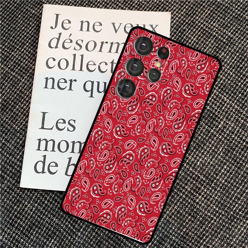 Red Bandana Paisley Case For Samsung Galaxy S25 Ultra S20 S21 S22 S23 S24 Ultra S9 S10 Plus S25 FE Back Cover