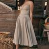 New Women's French Vintage Palace Style Solid Sexy Strappy Spring Dress