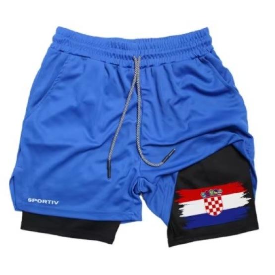 Croatia Flag Camouflage Muay Thai Kick Boxing Shorts Men Women Unisex Sportswear Double Layer Quick Dry Breathable Training Sport Gym Fitness Workout