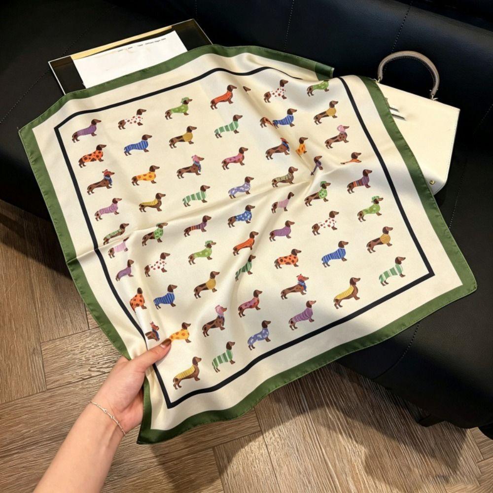 Printed Small Square Scarf Geometric Shape Animal Printed Silk Scarf Satin Hijab Scarf Accessories