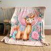 Floral Alpaca and Heart Design print blanket soft and cozy perfect for the living room bed sofa or a nap,gift