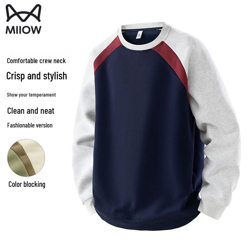 MiiOW Men s Round Neck Long Sleeve Sweatshirt S