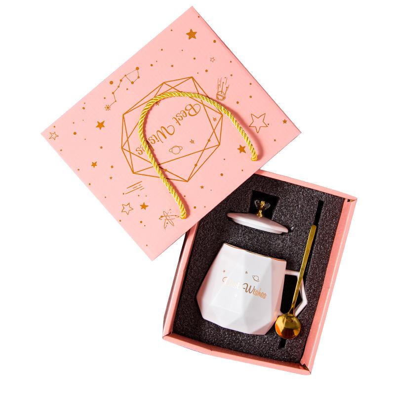 Thermostat Coaster Gift Ceramic Mug Wedding Souvenir Cup Event Water Cup with Lid